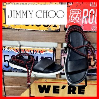 ジミーチュウ(JIMMY CHOO)の希少デザイン　ジミーチュウ　レザーストラップ　サンダル　27㎝ 41 ブラック(サンダル)