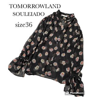 TOMORROWLAND - トゥモローランド　ソレイアード 花柄シアーブラウス　ブラック　黒