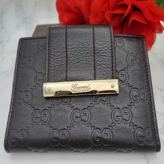 グッチ(Gucci)の【未使用に近い】 GUCCI グッチ 2つ折り財布 財布 金具 シマ GG(財布)