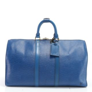 ルイヴィトン(LOUIS VUITTON)の美品 ルイヴィトン エピ キーポル 45 M42975 レザー ボストン バッグ トレドブルー トート スーツケース ハンド A4 メンズ EEE Y2-10(ボストンバッグ)