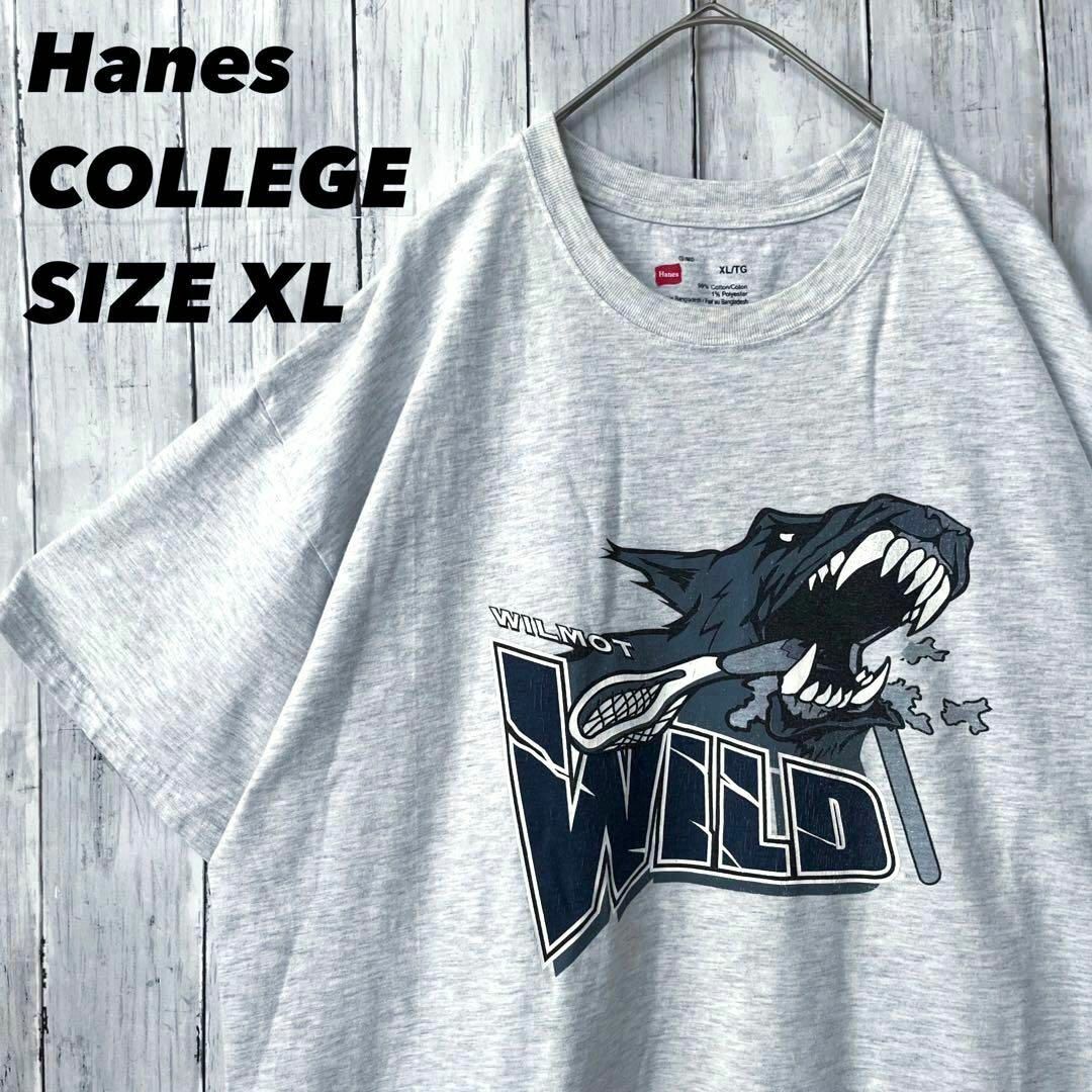 Hanes(ヘインズ)のアメリカ古着 ヘインズ　カレッジラクロスプリントTシャツ　サイズXL ゆるだぼ メンズのトップス(Tシャツ/カットソー(半袖/袖なし))の商品写真