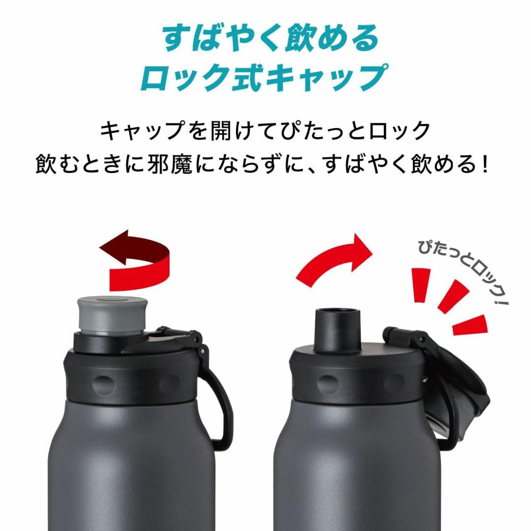 【色: グレー】アトラス 水筒 1リットル 直飲み ハンドル付きダイレクトボトル インテリア/住まい/日用品のキッチン/食器(弁当用品)の商品写真