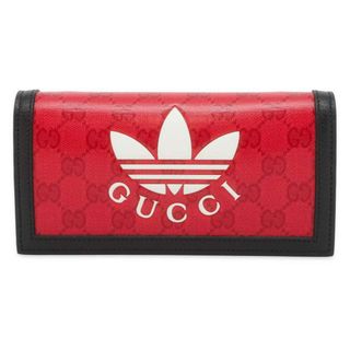 グッチ(Gucci)のグッチ チェーンウォレット アディダスコラボ GGクリスタルキャンバス 621892 GUCCI adidas 財布 黒 白(長財布)