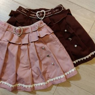 アクシーズファムキッズ(axes femme kids)のjomiz様専用☆axes femme kids☆ベルトデザインスカパン桃＆茶(スカート)