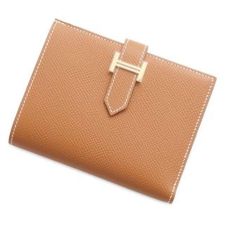 エルメス(Hermes)のエルメス 二つ折り財布 ベアンコンパクト ゴールド/ゴールド金具 ヴォーエプソン B刻印 財布(財布)