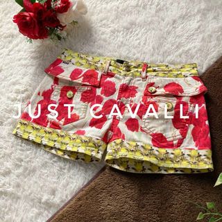 ジャストカヴァリ(Just Cavalli)のジャストカヴァリ　フラワープリント　ショートパンツ　イタリア製　38サイズ(ショートパンツ)