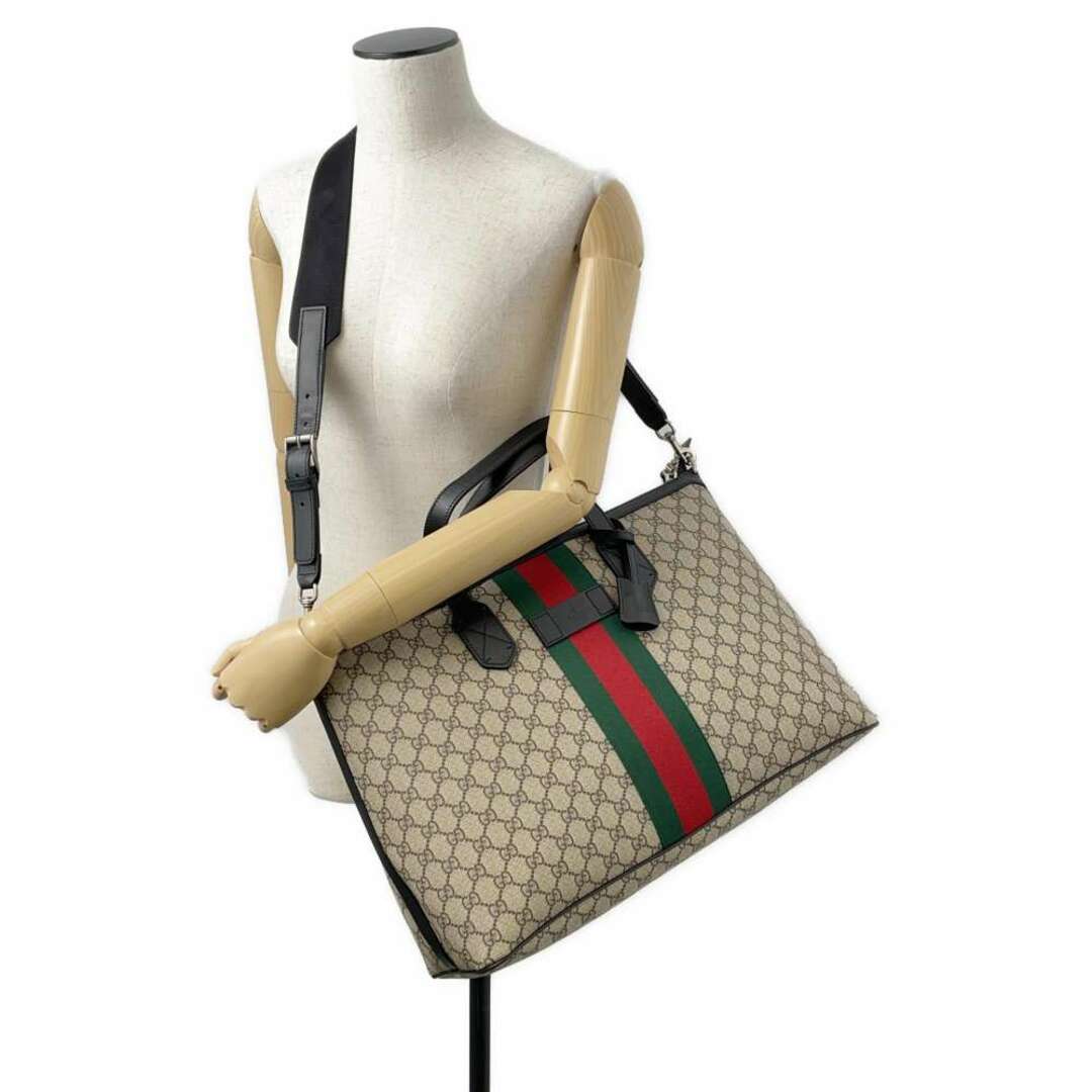 Gucci(グッチ)のグッチ トートバッグ ダッフルバッグ GGスプリーム シェリーライン 359261 GUCCI 2wayショルダーバッグ 黒 メンズのバッグ(トートバッグ)の商品写真