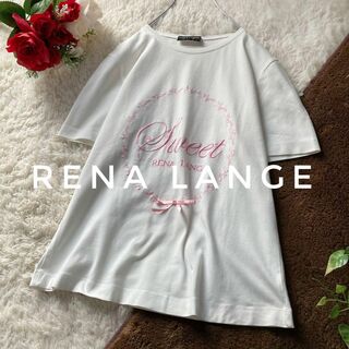 レナランゲ　半袖Tシャツ　カットソー　刺繍　リボン　白　RENA LANGE(Tシャツ(半袖/袖なし))