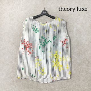 Theory luxe - セオリーリュクス ✿ ストライプ 総柄 ノースリーブ トップス ブラウス М 白