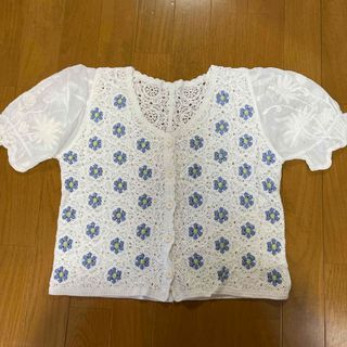 メッシュ服　花柄　白(Tシャツ/カットソー(半袖/袖なし))