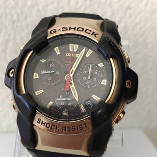 ジーショック(G-SHOCK)のカシオgiezメンズアナログクロノグラフゴールド防水ビンテージ電波ソーラー(腕時計(アナログ))