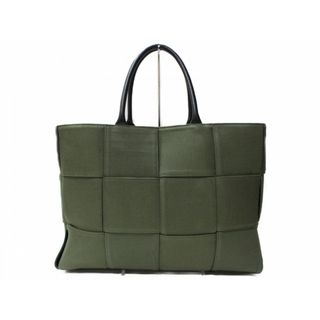 ボッテガヴェネタ(Bottega Veneta)の【布袋あり】BOTTEAGA VENETA　ボッテガヴェネタ　ラージ アルコ トート　718401　トートバッグ　大きめ　大容量　ポーチ付き　カーキ　キャンバス×レザー　メンズ　レディース　ユニセックス　ギフト　プレゼント包装可【中古】松前R56号店(トートバッグ)