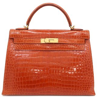 エルメス(Hermes)のエルメス HERMES 2WAYバッグ ケリー32 外縫い ポロサス オレンジ系 ゴールド金具 □G刻印 【箱】【中古】(ハンドバッグ)