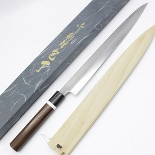 【未使用品】モリブデン鋼 柳包丁 一尺 栗型柄 刃渡り約300mm 和包丁 柳刃(調理道具/製菓道具)