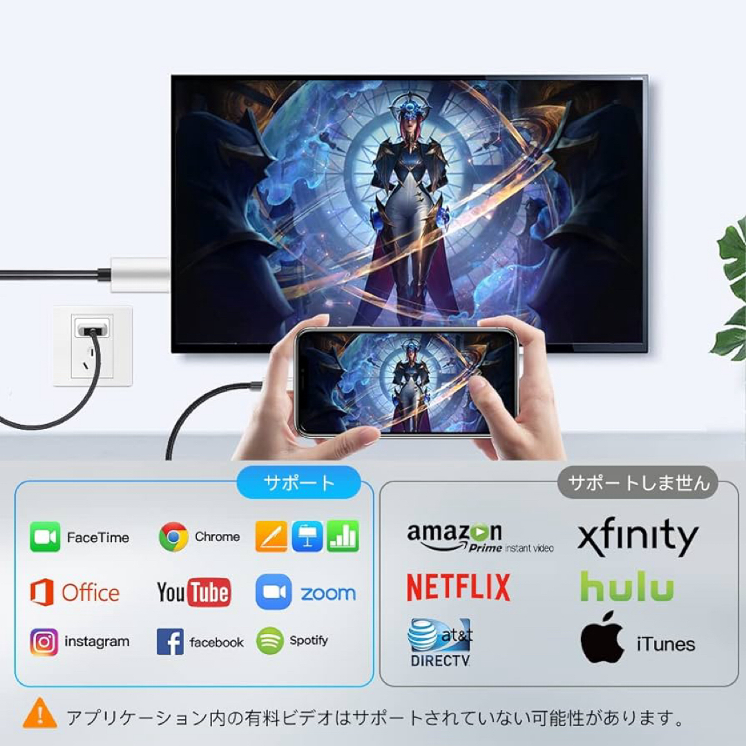 新品 2in1 AVアダプタ Lightning デジタル 映像 ケーブル スマホ/家電/カメラのテレビ/映像機器(映像用ケーブル)の商品写真