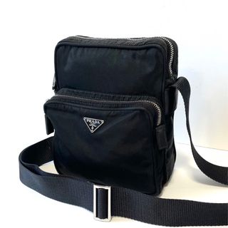 プラダ(PRADA)の【美品/近現行】プラダ　アマゾン型　ショルダーバッグ　ナイロン×レザー　黒(ショルダーバッグ)