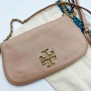 トリーバーチ(Tory Burch)の良品 トリーバーチ ショルダーバッグ レザー シボ ビッグロゴ チェーン ピンク(ショルダーバッグ)