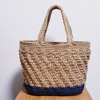 麻ひもバッグ ハンドメイド 斜め模様(バッグ)