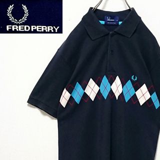 FRED PERRY - 希少 フレッドペリー ワンポイント 刺繍 ロゴ アーガイル 柄 半袖 ポロシャツ