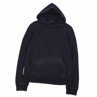 プラダ(PRADA)の美品 プラダ PRADA スウェット パーカー プルオーバー ロゴ コットン トップス メンズ M ブラック(パーカー)