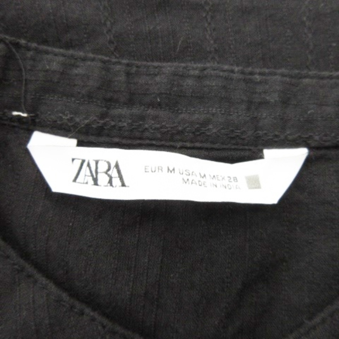 ZARA(ザラ)のザラ ブラウス バンドカラー 長袖 カットワーク メッシュレース 刺繍 M 黒 レディースのトップス(シャツ/ブラウス(長袖/七分))の商品写真