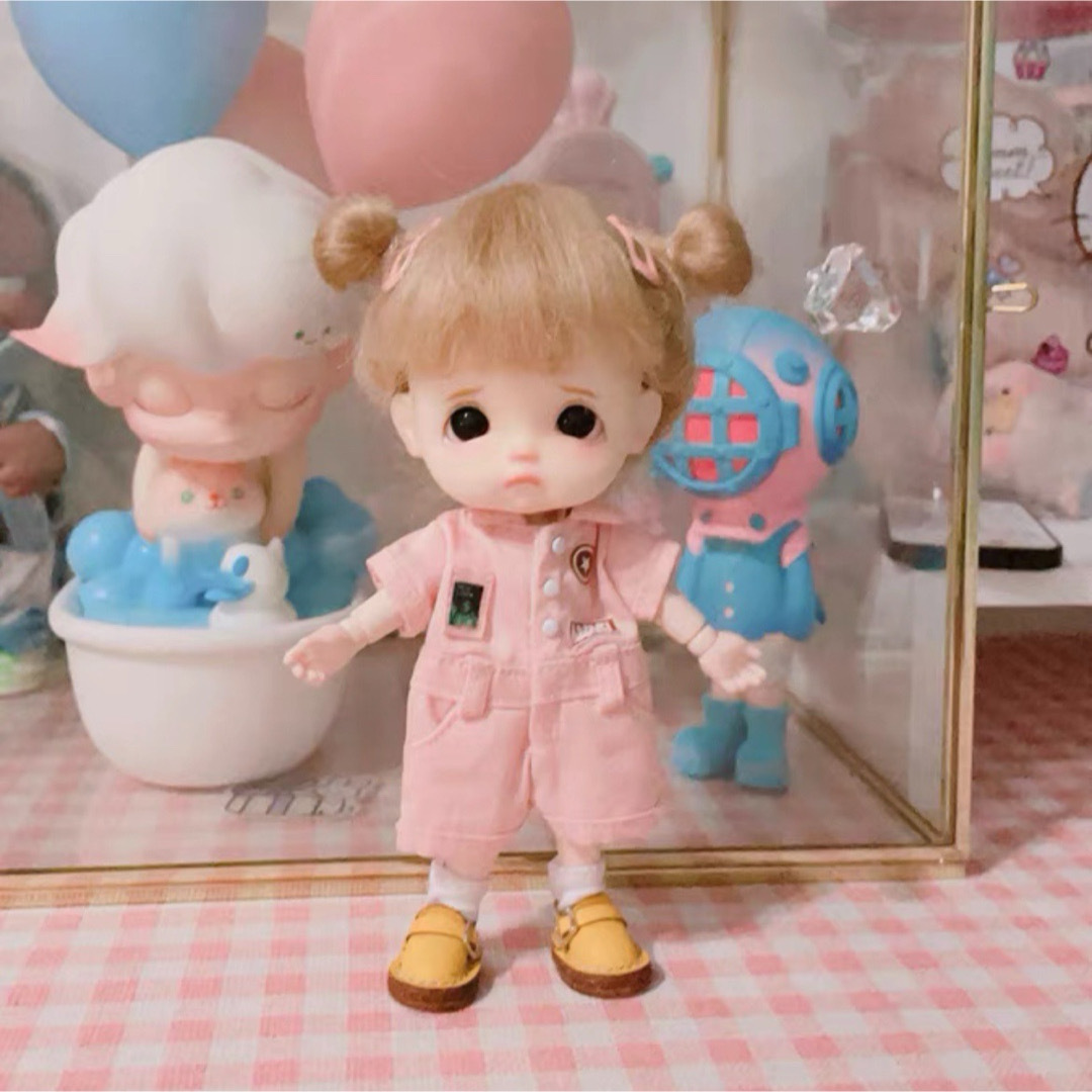 つなぎ　ピンク　服　ふく　オビツ11 ねんどろいどどーる　オーバーオール ハンドメイドのぬいぐるみ/人形(人形)の商品写真
