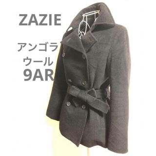 ZAZIE アンゴラミディアムコート　ブラック