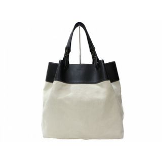 ボッテガヴェネタ(Bottega Veneta)の【布袋あり】BOTTEAGA VENETA　ボッテガヴェネタ　クアッド　578341　トートバッグ　ポーチ付き　アイボリー×ブラック　キャンバス×レザー　メンズ　レディース　ユニセックス　ギフト　プレゼント包装可【中古】松前R56号店(トートバッグ)