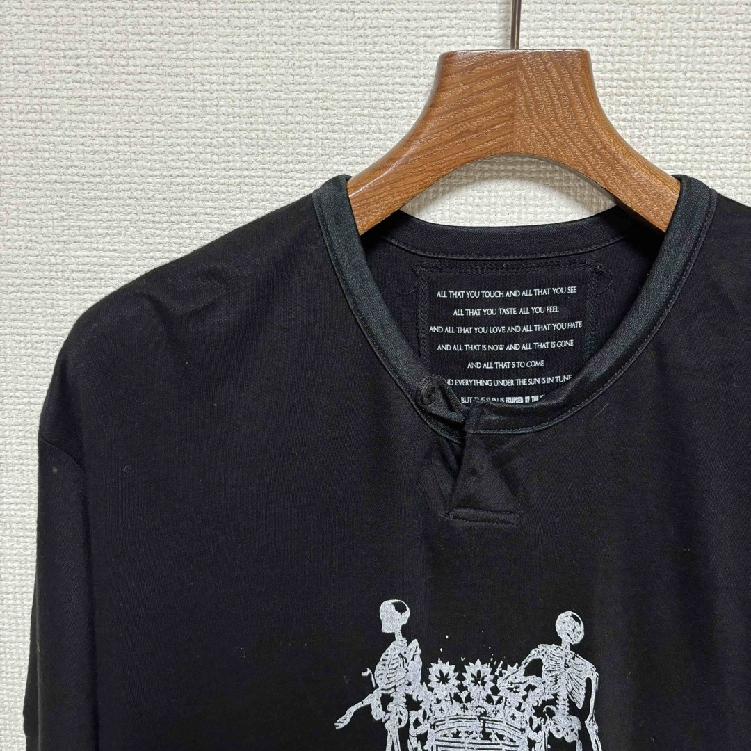 Roen(ロエン)の美品■Roen ロエン■レザーループ サテンパイピング シルク混 Tシャツ 46 メンズのトップス(Tシャツ/カットソー(半袖/袖なし))の商品写真