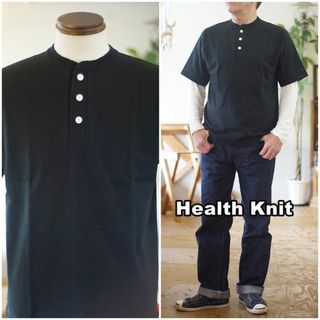 ヘルスニット(Healthknit)のHealthknit(ヘルスニット)マックスウェイト ヘンリーネックTシャツ　M(Tシャツ/カットソー(半袖/袖なし))