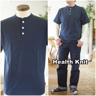 ヘルスニット(Healthknit)のHealthknit(ヘルスニット)マックスウェイト ヘンリーネックTシャツ　M(Tシャツ/カットソー(半袖/袖なし))