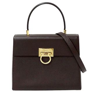 サルヴァトーレフェラガモ(Salvatore Ferragamo)のフェラガモ  Ferragamo バッグ レディース ブランド ハンドバッグ ショルダーバッグ 2way ガンチーニ レザー ダークブラウン コンパクト おしゃれ 斜め掛け 【中古】(ハンドバッグ)