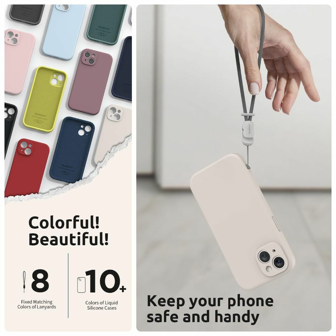 【色: ストーングレイ】SURPHY iPhone15用ケース シリコン,フィル スマホ/家電/カメラのスマホアクセサリー(その他)の商品写真