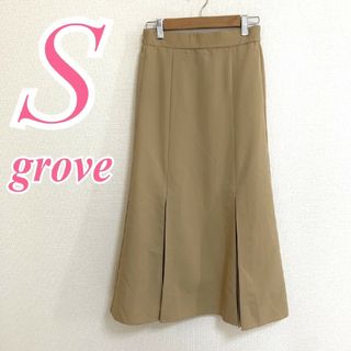 グローブ(grove)のグローブ　フレアスカート　S　ベージュ　きれいめ　オフィスカジュアル　ポリ(ロングスカート)