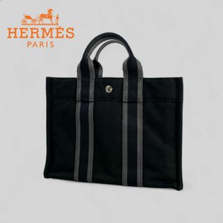 エルメス(Hermes)のほぼ未使用■HERMES●フールトゥ PM キャンバス トートバッグ ブラック(ハンドバッグ)