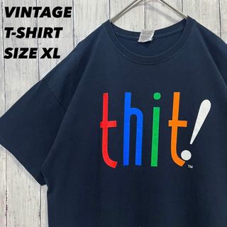 FRUIT OF THE LOOM - アメリカ古着　ゆるだぼオーバーサイズ THITプリントTシャツ　XL ネイビー