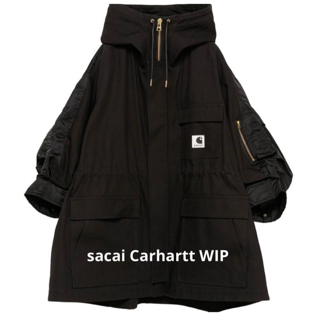 sacai(サカイ)のCarhartt WIP Duck x Nylon Twill Coat 黒 レディースのジャケット/アウター(モッズコート)の商品写真