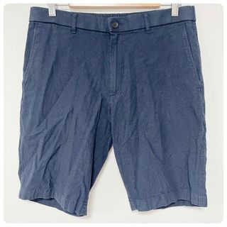 ユニクロ(UNIQLO)の【UNIQLO】ハーフパンツ M ネイビー リネンブレンド 麻 これからの時期に(ショートパンツ)