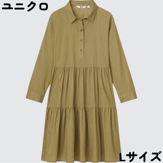 ユニクロ(UNIQLO)のユニクロ コットンティアードミニワンピース L(ロングワンピース/マキシワンピース)