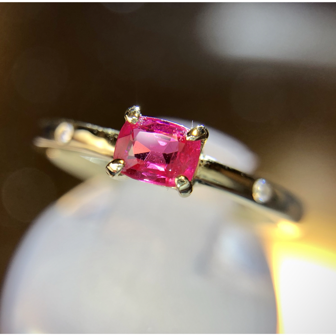 天然ピンクスピネル ダイヤモンド リング 8号 レディースのアクセサリー(リング(指輪))の商品写真