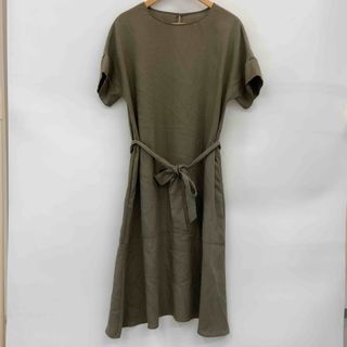 UNITED ARROWS green label relaxing - UNITED ARROWS green label relaxing ユナイテッドアローズグリーンレーベルリラクシング レディース 半袖ワンピース 麻調 カーキ ウエストリボン