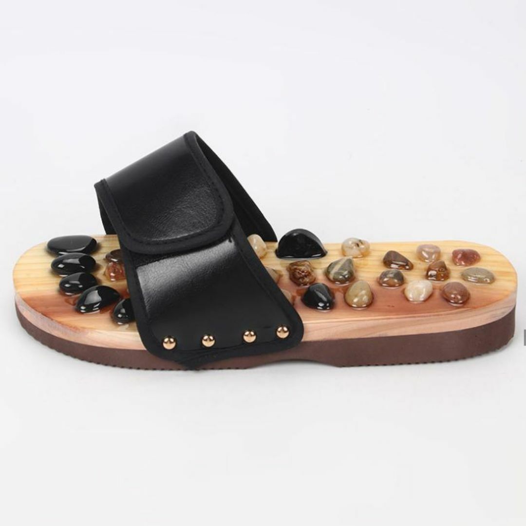 スリッパ レザー 天然石 健康サンダル 23.5cm〜24cm 足ツボ 血行促進 レディースの靴/シューズ(サンダル)の商品写真