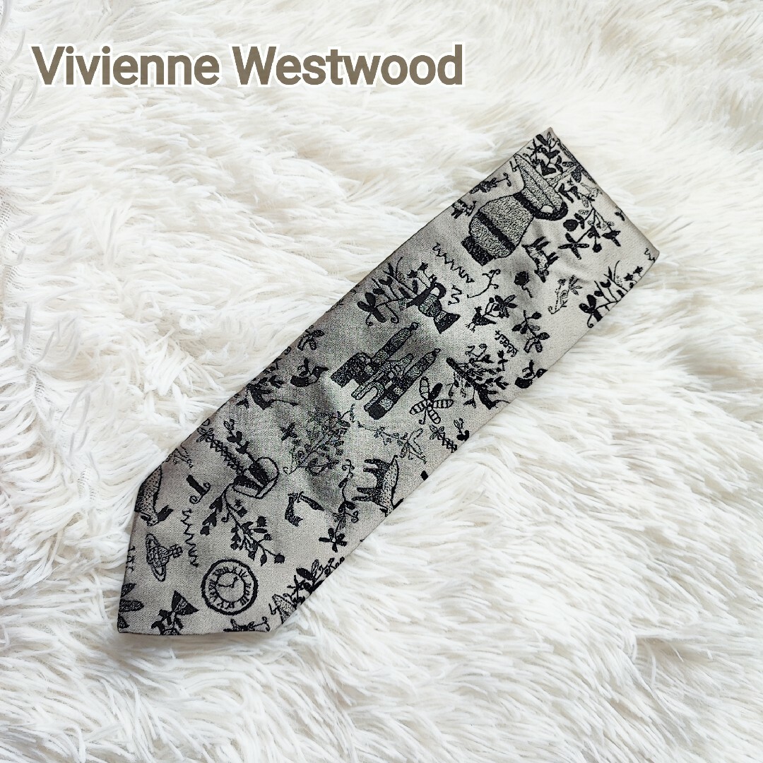 Vivienne Westwood(ヴィヴィアンウエストウッド)のVivienne Westwood ネクタイ シルバー 総柄 メンズのファッション小物(ネクタイ)の商品写真