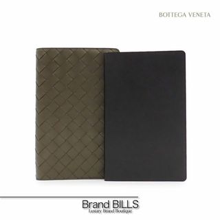 ボッテガヴェネタ(Bottega Veneta)の未使用品 ボッテガ ヴェネタ イントレチャート ミディアム ノートカバー 756136 カーキ系 レザー モレスキン カイエ ノート付き(ノート/メモ帳/ふせん)