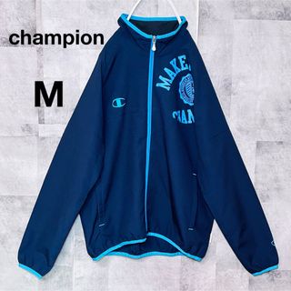 チャンピオン(Champion)のチャンピオンジャージ　トラックジャケット　Mサイズ　胸ロゴ　ネイビー　薄手(ジャージ)