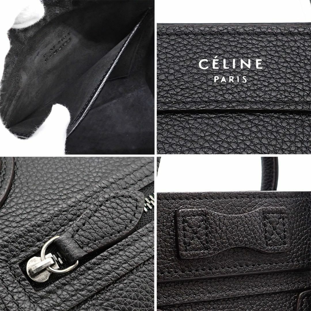 celine(セリーヌ)の未使用品 セリーヌ ラゲージ ナノショッパー ハンドバッグ ショルダーバッグ 2way 168243DRU ブラック ドラムドカーフスキン 肩掛け 斜め掛け レディースのバッグ(ショルダーバッグ)の商品写真