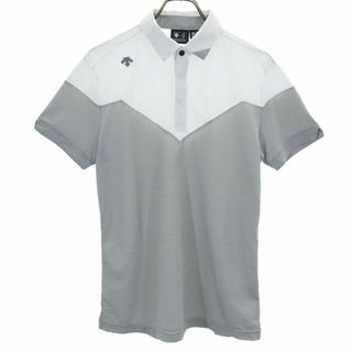 デサント(DESCENTE)のデサント トレーニング 半袖 ポロシャツ M 白×グレー DESCENTE メンズ 古着 【240425】 メール便可(トレーニング用品)