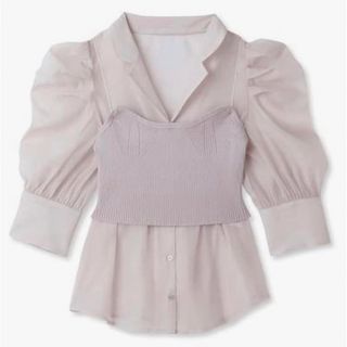 スナイデル(SNIDEL)のSNIDEL♡Sustainableニットビスチェオーガンジーブラウス ピンク(シャツ/ブラウス(半袖/袖なし))