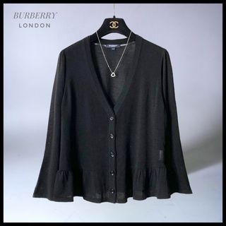 【BURBERRY】 大きいサイズ4 カーディガン ロゴボタン  ロゴプレート