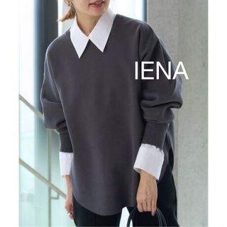 イエナ(IENA)の美品 IENA ファインコットンスムースプルオーバー グレー(ニット/セーター)